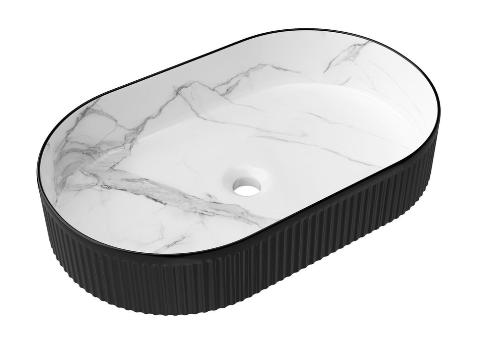 Kensington Oval Carrara Basin Matte Black & Matte White - OT5635BWCAR