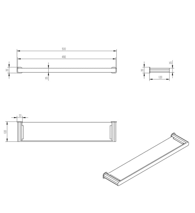 Oskar Metal and Glass Shelf Chrome - AC4110
