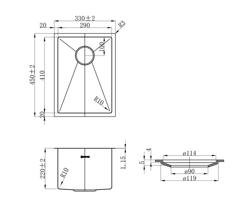 Axon Kitchen Sink Gun Metal - M-CBS-810-33GM
