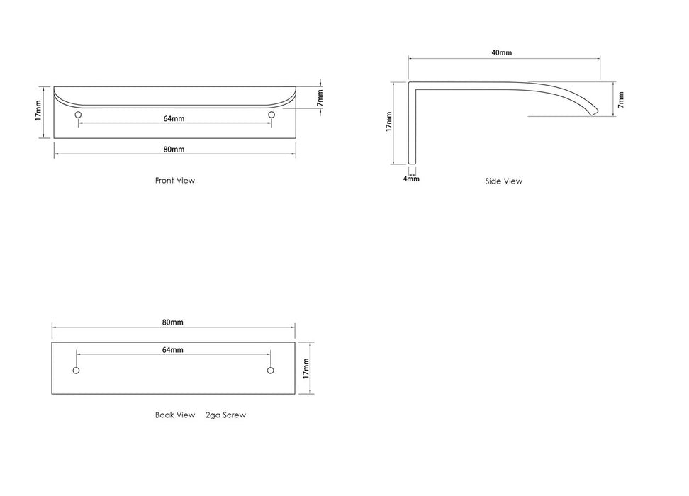 Hampshire 80mm Handle for  600mm Cabinet Matte Black - HSHANDLE-B80