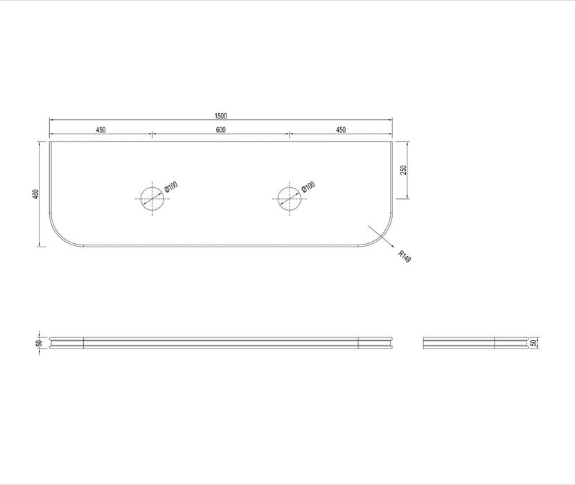 Bondi English Edge 1500x460x50 Sand Dune Top - STBO154SD-50