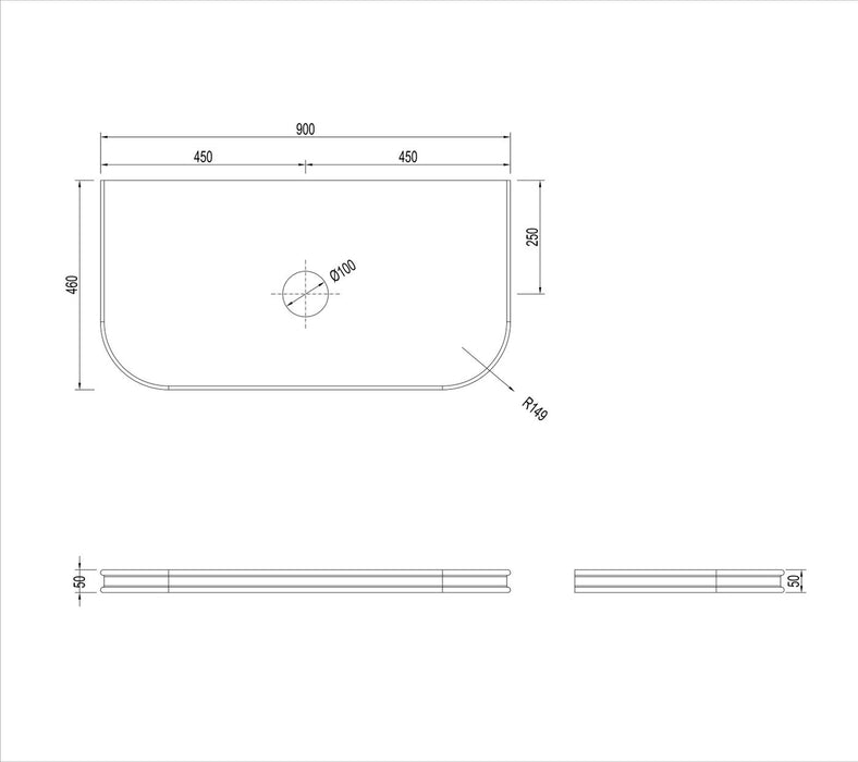 Bondi English Edge 900x460x50 Sand Dune Top - STBO94SD-50