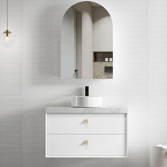 Boston 900mm Wall Hung Vanity Satin White - BS900W