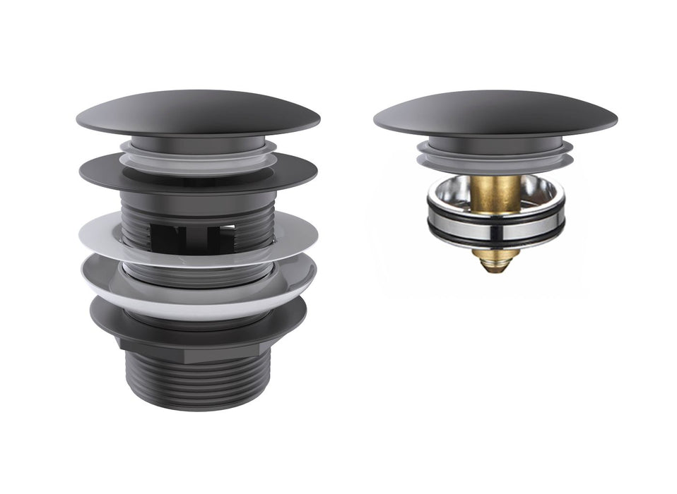 Mushroom Bath Pull Out Popup Waste Overflow Gun Metal - M40GM-OF