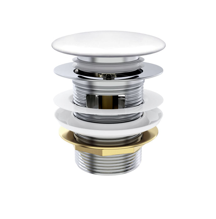 Mushroom Bath Pull Out Popup Waste Overflow Matte White - M40MW-OF