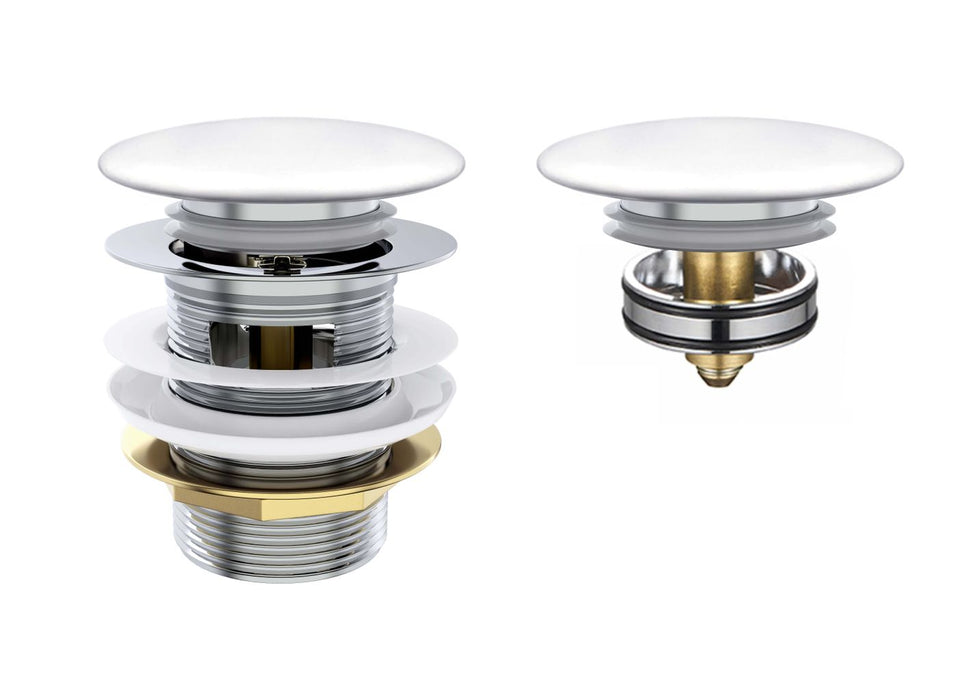 Mushroom Bath Pull Out Popup Waste Overflow Matte White - M40MW-OF