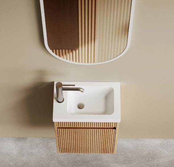 Mini 400mm Ensuite Fluted Vanity With Basin Woodland Oak - SP400WL
