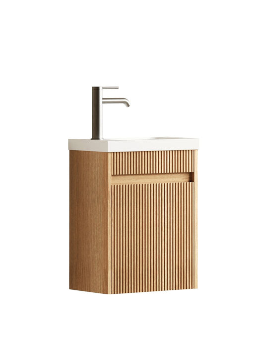 Mini 400mm Ensuite Fluted Vanity With Basin Woodland Oak - SP400WL