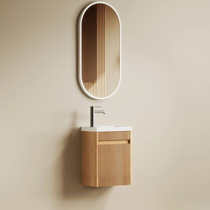 Mini 400mm Ensuite Fluted Vanity With Basin Woodland Oak - SP400WL