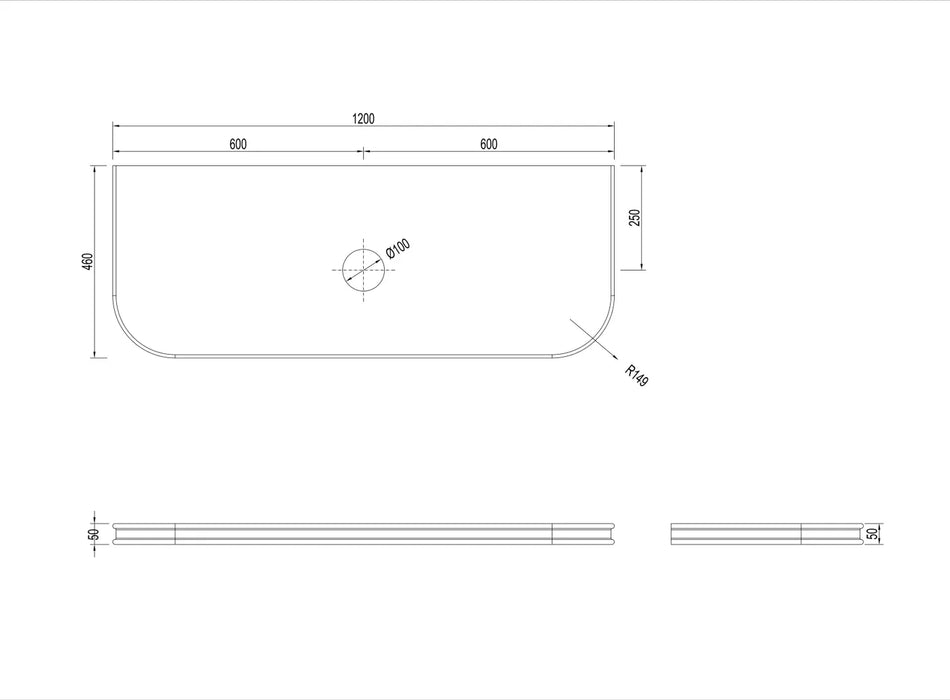 Bondi English Edge 1200x460x50 Sand Dune Top - STBO124SD-50