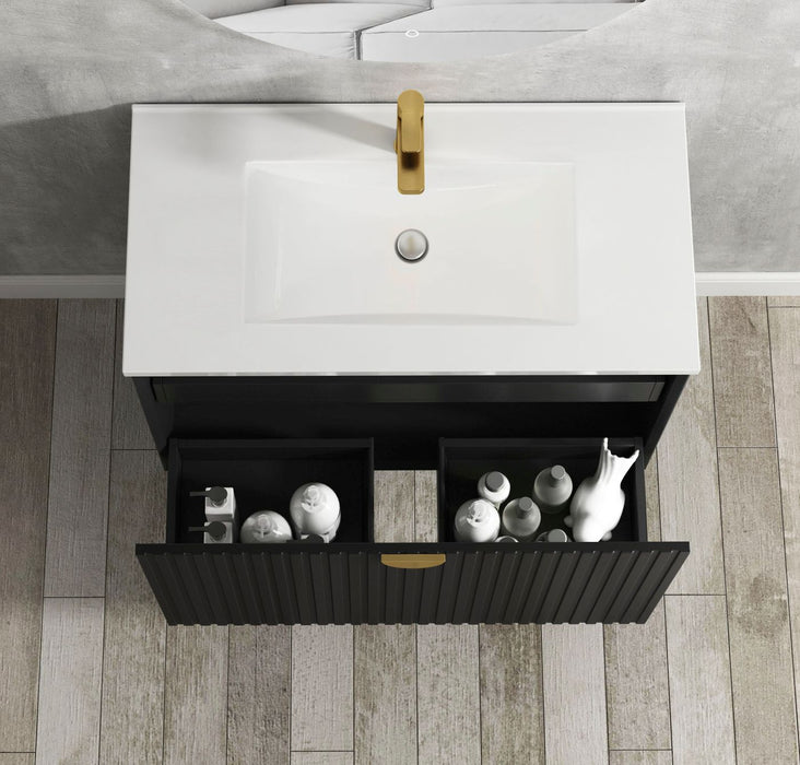 Marlo 600mm Wall Hung Vanity Matte Black - MA600B