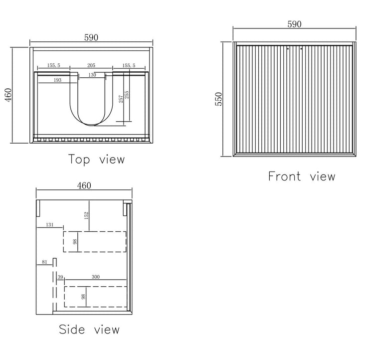 Marlo 600mm Wall Hung Vanity Matte Black - MA600B