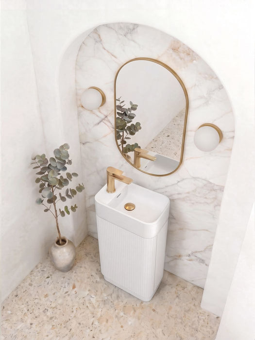 Maxi Space Saver Curved Floor Standing Vanity Matte White - SPF450MW