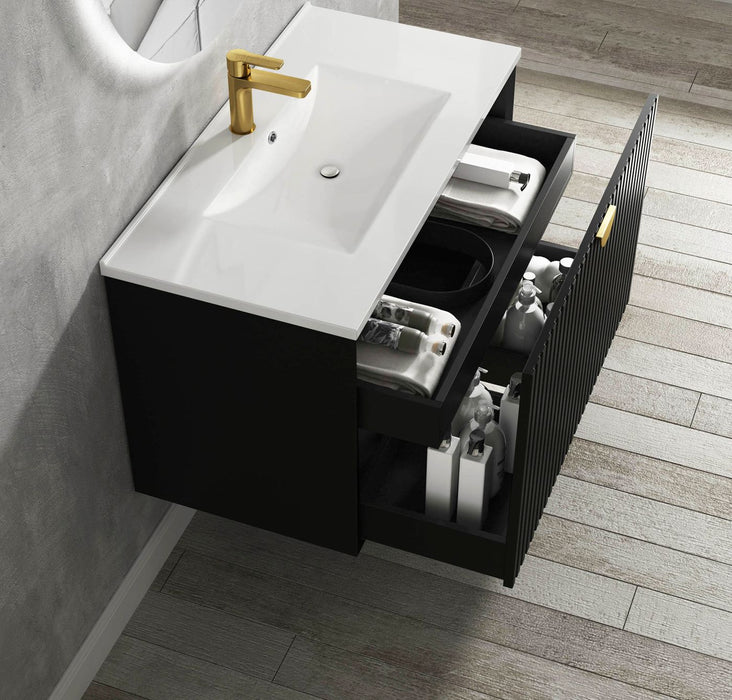 Marlo 750mm Wall Hung Vanity Matte Black - MA750B