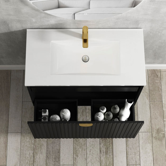 Marlo 750mm Wall Hung Vanity Matte Black - MA750B