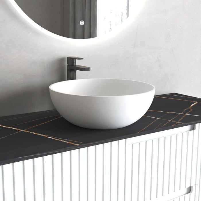 London Round Above Counter Basin W390mm Matte White - SSB3939
