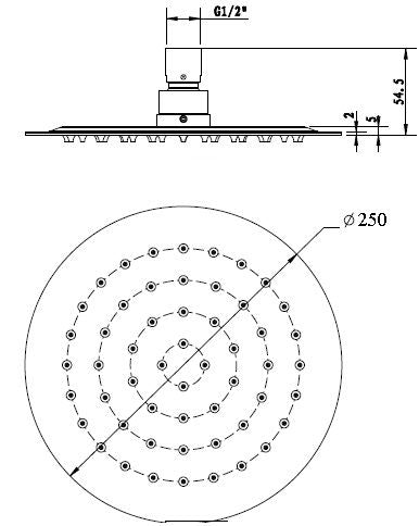 Vetto 250mm Round Shower Head Matte Black - PSSH10B