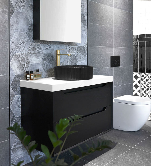 Byron 750mm Wall Hung Vanity Black Oak - BY750B