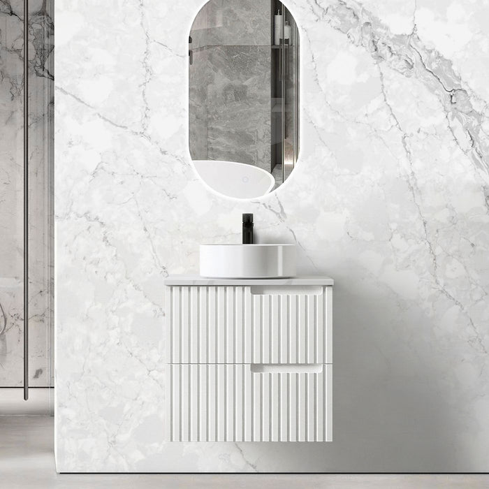 Noosa 600mm Wall Hung Vanity Satin White - NS600W