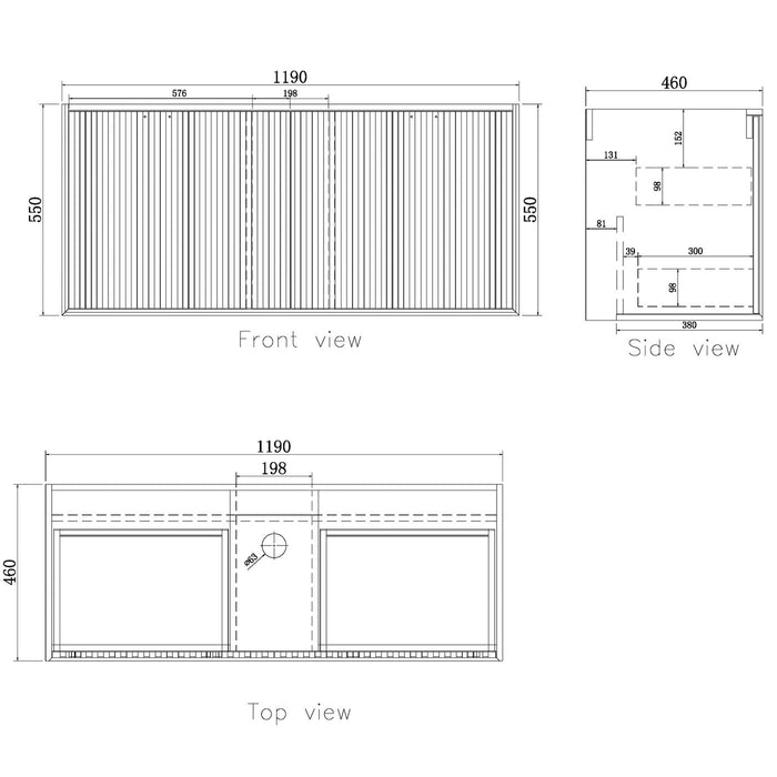 Marlo 1200mm Wall Hung Vanity Matte Black - MA1200B