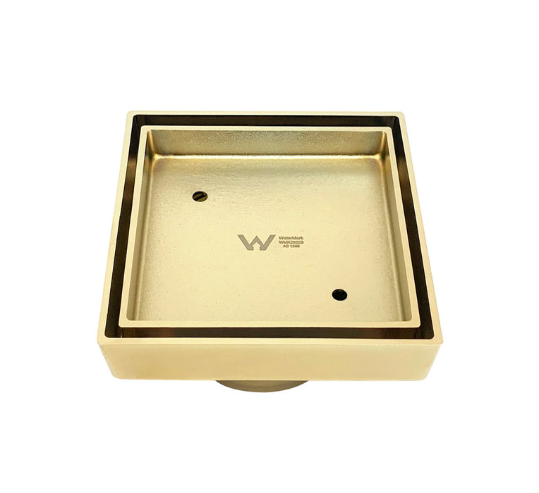Smart 114mm Square Tiles Waste Brushed Gold - ISWF03-BG