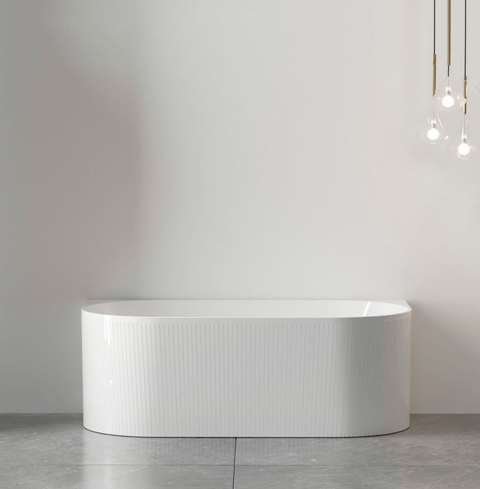 Noosa Back To Wall Bath W1700mm Matte White Acrylic - ANBT-BW-1700-MW