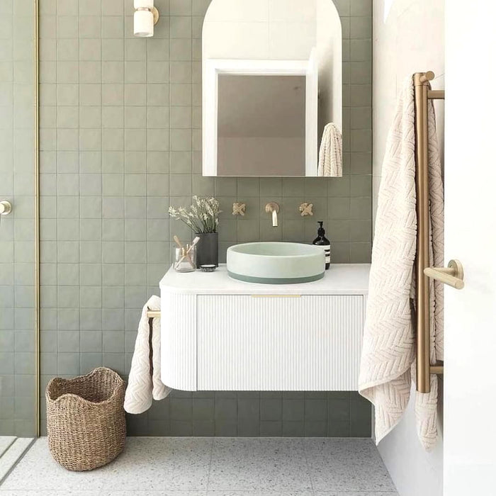 Bondi Fluted 900mm Wall Hung Curve Vanity Matte White - BO900W