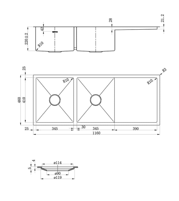 Zue Kitchen Sink Stainless Steel - M-CBS-821-116