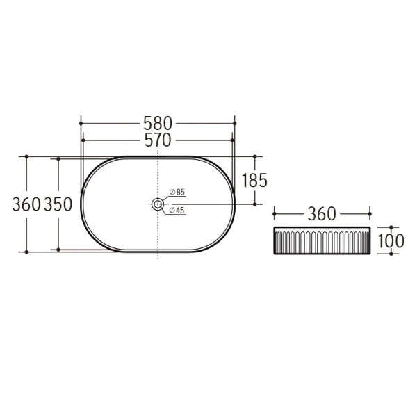 Corrine Above Counter Basin Matte White - BAS-FL583610-MW