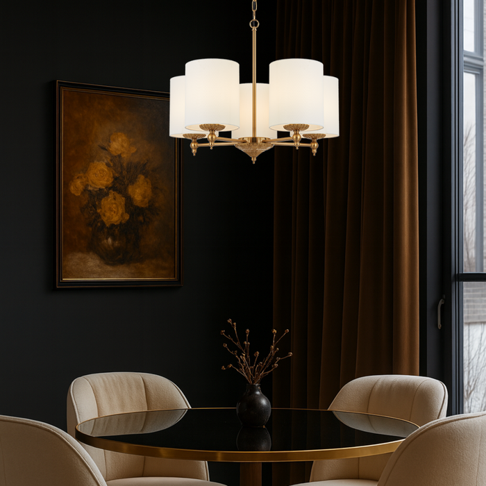 Argos 5 Light Pendant Antique Gold & Ivory - ARGOS PE5-AGIV