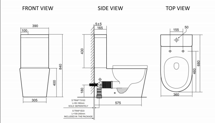Catania Standarad Bidet Seat with Luna Rimless Toilet White - BS35S-TL6002