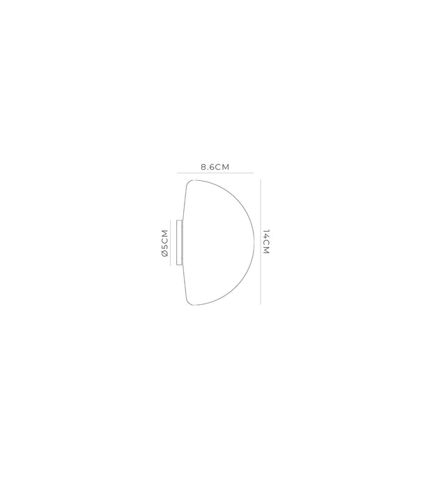 Orb 140mm Dome Mirror Aluminium Wall Light Dark Bronze & White - LR.i01.54M.DB + LR.A03.DM.WH