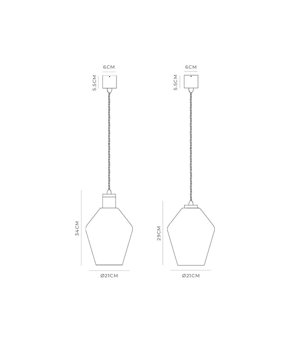 Parlour Geo Pendant Light Iron & White - LR.i02.25.IRN + LR.A01.005.WH
