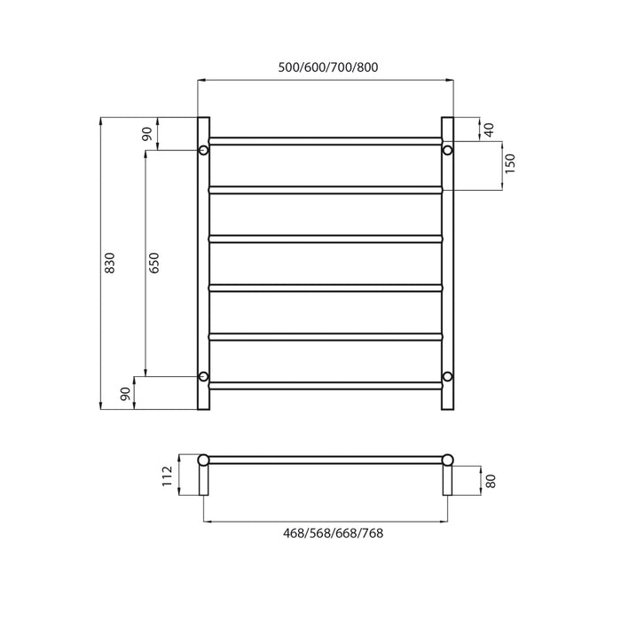 Non-Heated Round Ladder 700 x 830mm Brushed Gold - GLD-LTR01