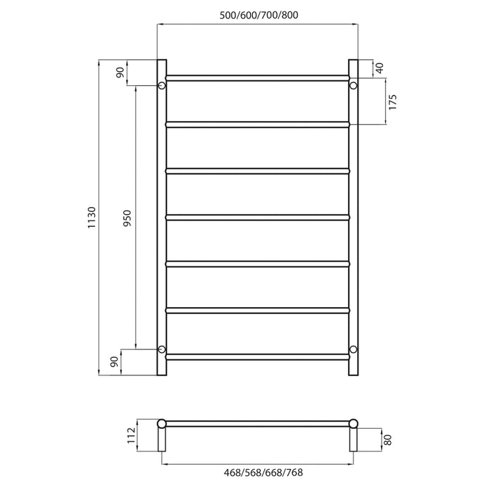 Non-Heated Round Ladder 800 x 1130mm Mirror Polished - LTR02-800