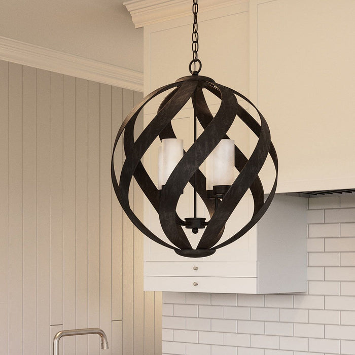 Blacksmith 4 Light Ceiling Lanterns Old Black & Opal - QN-BLACKSMITH-4P-OBK