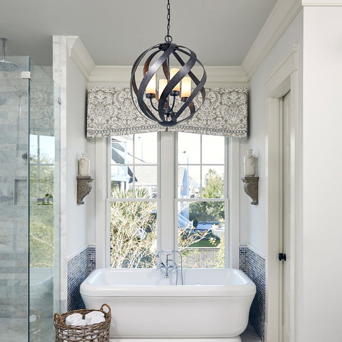 Blacksmith 4 Light Ceiling Lanterns Old Black & Opal - QN-BLACKSMITH-4P-OBK