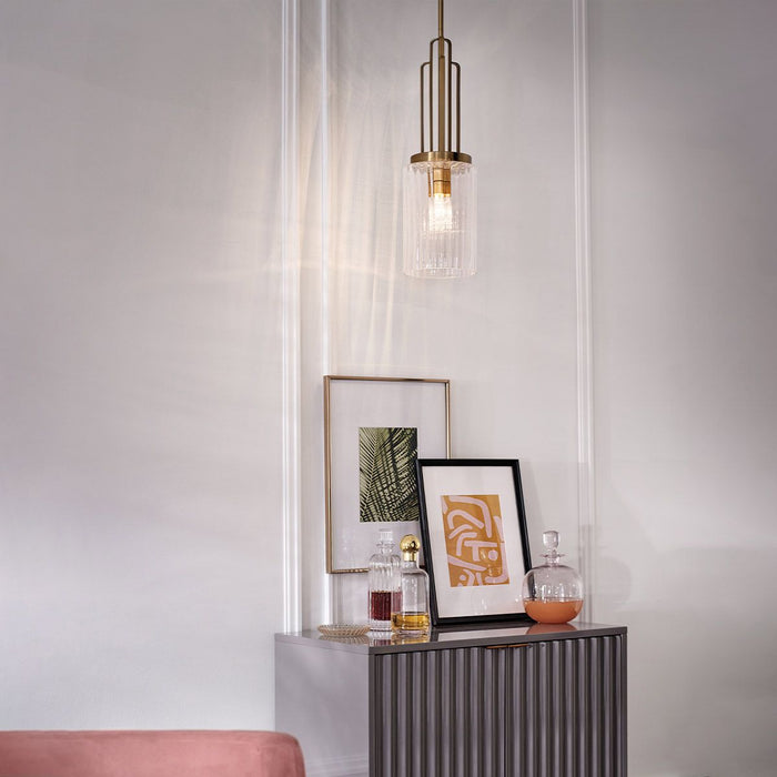 Kimrose 1 Light Mini Pendant Brushed Natural Brass - QN-KIMROSE-MP-BNB