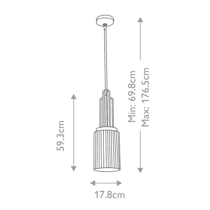 Kimrose 1 Light Mini Pendant Brushed Natural Brass - QN-KIMROSE-MP-BNB