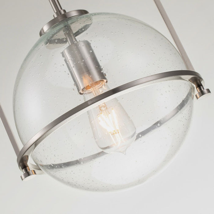 Somerset Medium Pendant Light Brushed Nickel & Clear - QN-SOMERSET-P-C-BN