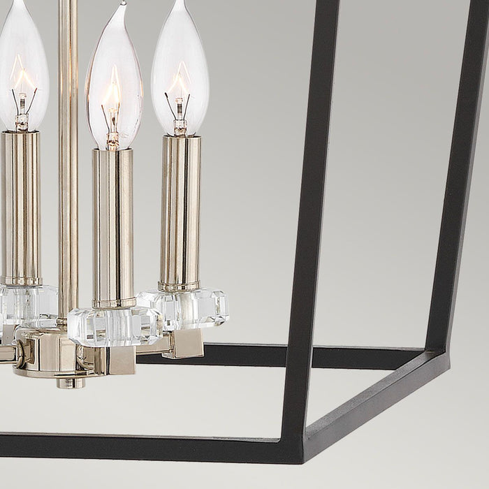 Stinson Large Pendant 4 Light Black & Polished Nickel - QN-STINSON-4P-L-BK