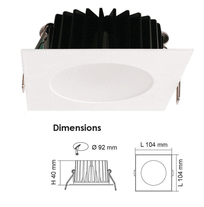 Buy Recessed Downlights Australia ECOGEM S9041TC Square Dimmable LED Downlight White 10W TRI Colour - S9041 TC S WH