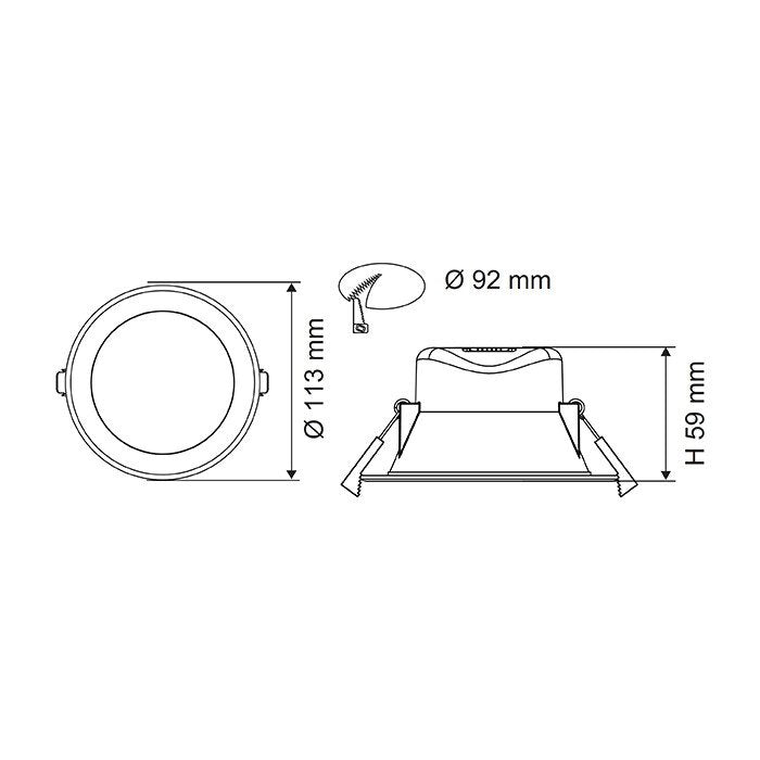 Buy Recessed LED Downlights Australia Wave Recessed LED Downlight With Sensor 9W White Polycarbonate 3 CCT - S9065TC/MS