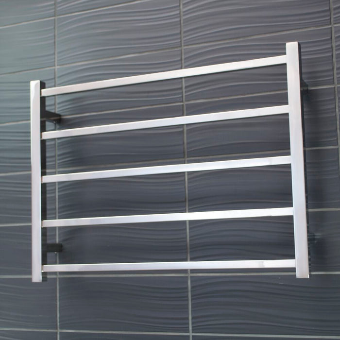 Heated Square Ladder 750 x 550mm Mirror Polished - STR03LEFT